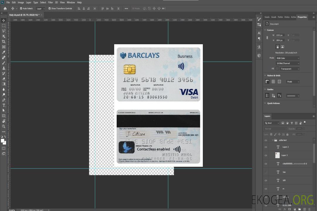 Carte visa Royaume-Uni Barclays PLC template